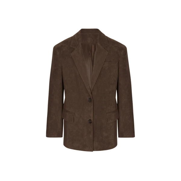 The Frankie Shop Peoria Faux Suede Blazer - Brown - Oversized Minimalist Jackets in Beige - Shop at Luxury Shoes 