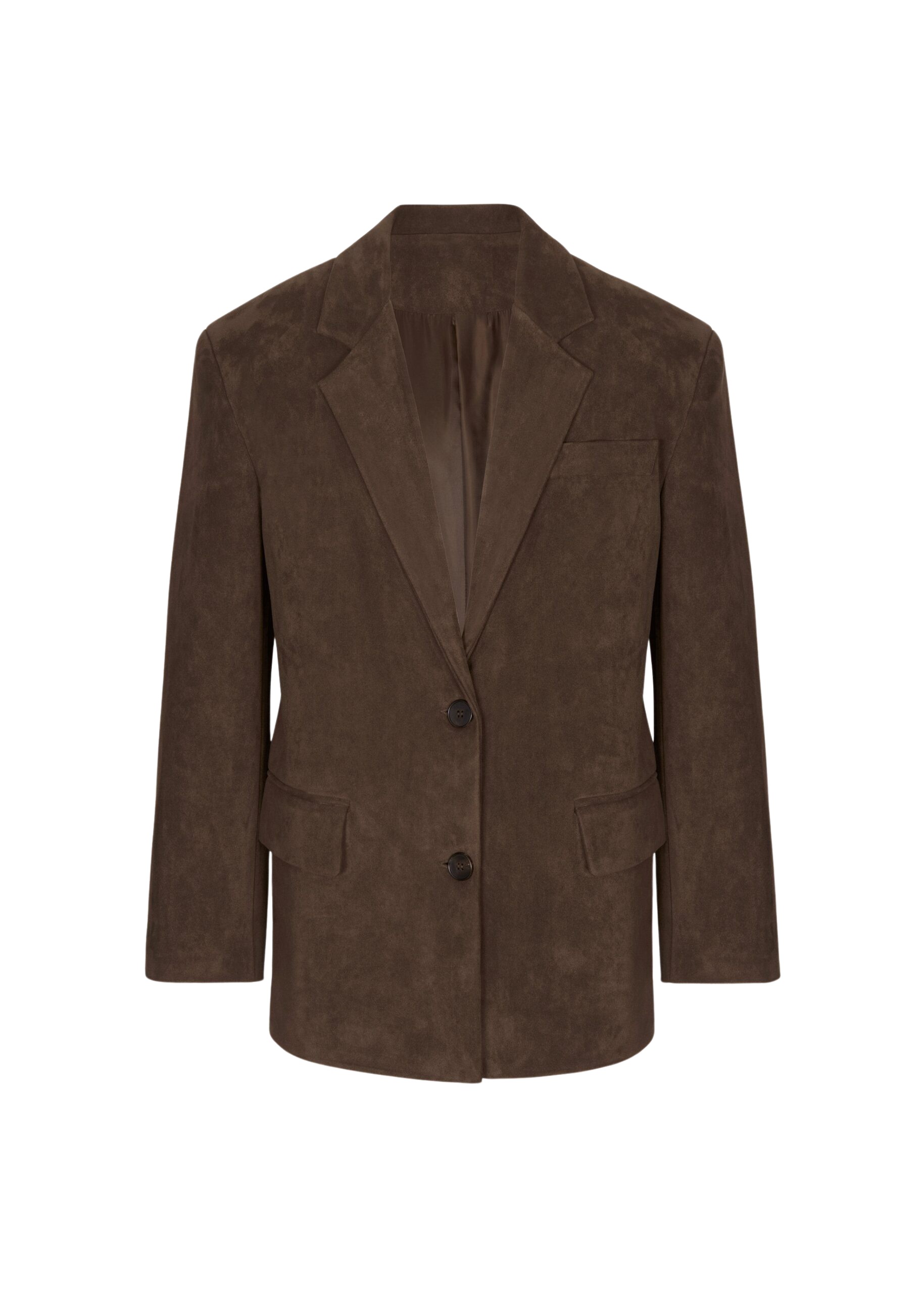 The Frankie Shop Peoria Faux Suede Blazer - Brown - Oversized Minimalist Jackets in Beige - Shop at Luxury Shoes 