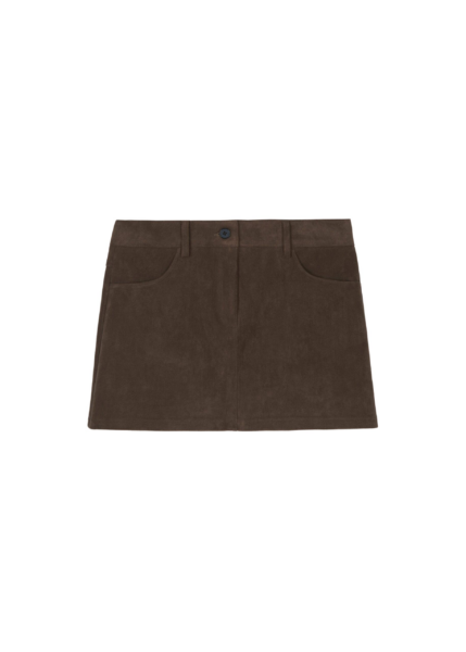The Frankie Shop Peoria Faux Suede Mini Skirt - Brown - Oversized Minimalist Skirts in Beige - Shop at Luxury Shoes 