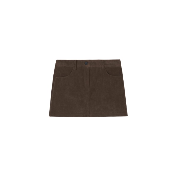 The Frankie Shop Peoria Faux Suede Mini Skirt - Brown - Oversized Minimalist Skirts in Beige - Shop at Luxury Shoes 