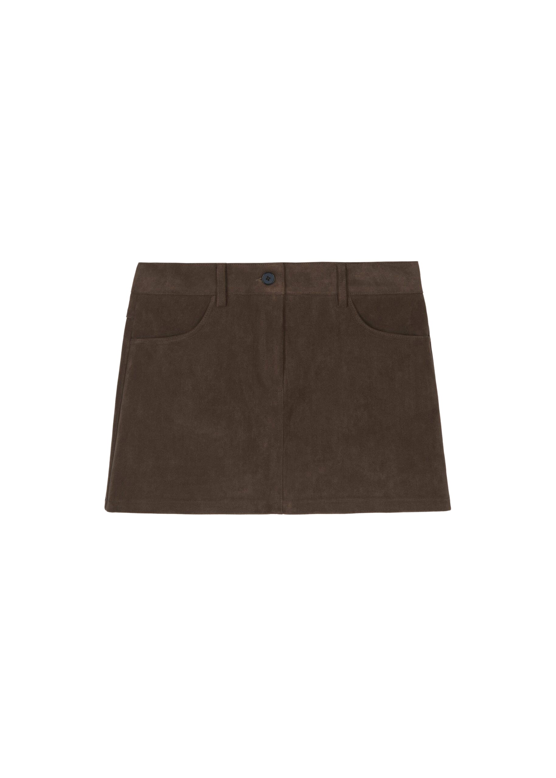 The Frankie Shop Peoria Faux Suede Mini Skirt - Brown - Oversized Minimalist Skirts in Beige - Shop at Luxury Shoes 