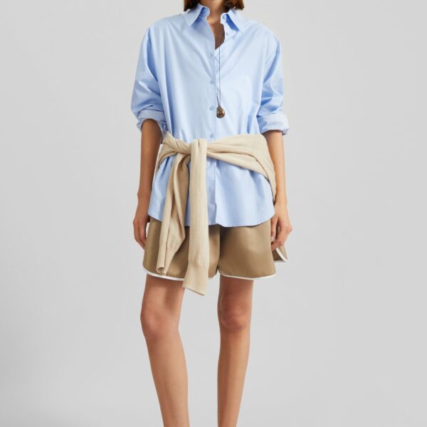 The Frankie Shop Peri Cotton Shirt – Light Blue, view 3