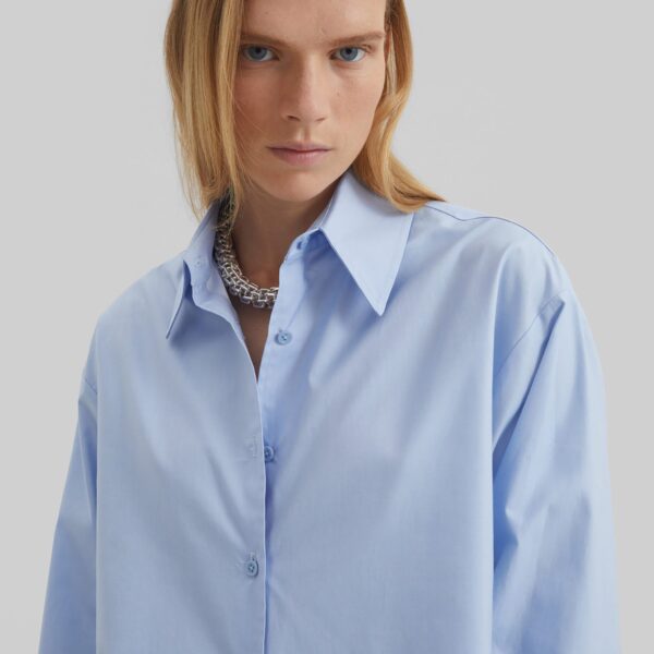 The Frankie Shop Peri Cotton Shirt – Light Blue, view 4