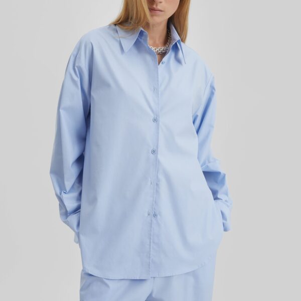 The Frankie Shop Peri Cotton Shirt – Light Blue, view 5
