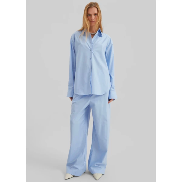 The Frankie Shop Peri Cotton Shirt - Light Blue - Oversized Minimalist Tops in Blue - Shop at Luxury Shoes 