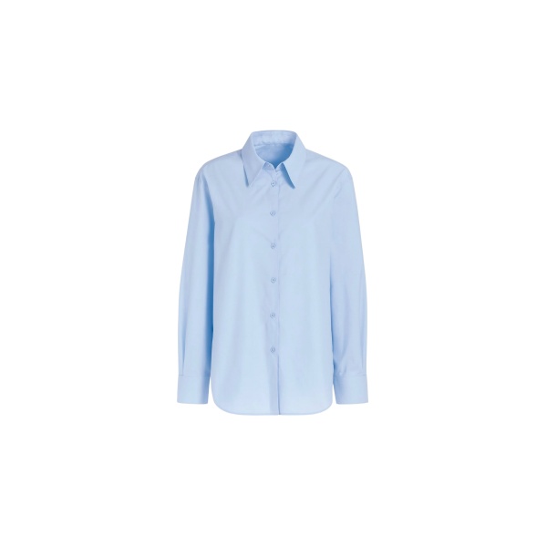 The Frankie Shop Peri Cotton Shirt - Light Blue - Oversized Minimalist Tops in Blue - Shop at Luxury Shoes 