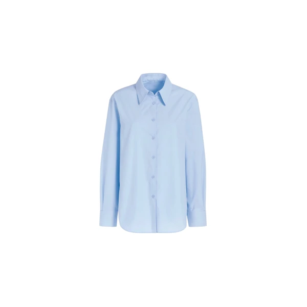 The Frankie Shop Peri Cotton Shirt - Light Blue - Oversized Minimalist Tops in Blue - Shop at Luxury Shoes 