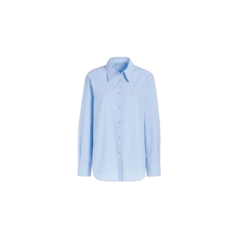 The Frankie Shop Peri Cotton Shirt - Light Blue - Oversized Minimalist Tops in Blue - Shop at Luxury Shoes 
