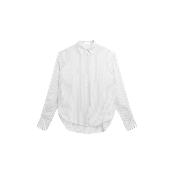 The Frankie Shop Peri Double Striped Shirt - White/Black Stripe - Oversized Minimalist Tops in Multicolour - Shop at Luxury Shoes 