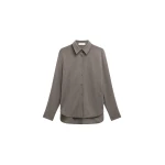 The Frankie Shop Peri Double Weave Shirt - Taupe Melange - Oversized Minimalist Tops in Beige - Shop at Luxury Shoes 