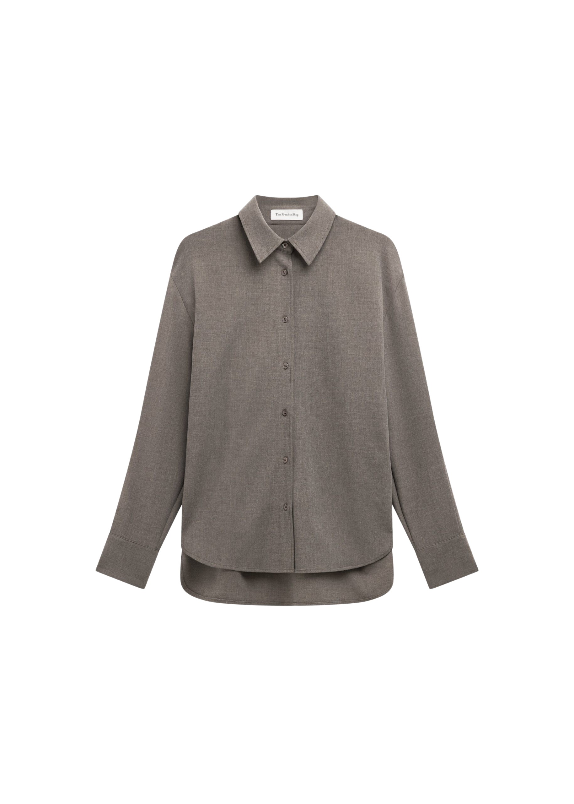 The Frankie Shop Peri Double Weave Shirt - Taupe Melange - Oversized Minimalist Tops in Beige - Shop at Luxury Shoes 