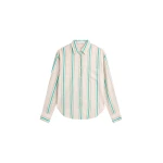 The Frankie Shop Peri Fluid Shirt - Beige Multi Stripe - Oversized Minimalist Tops in Multicolour - Shop at Luxury Shoes 