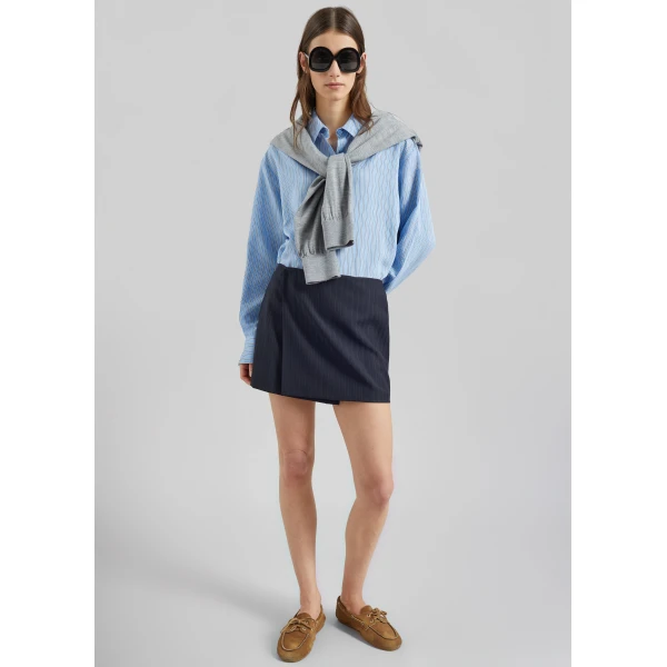 The Frankie Shop Peri Fluid Shirt - Blue/White Stripe - Oversized Minimalist Tops in Multicolour - Shop at Luxury Shoes 