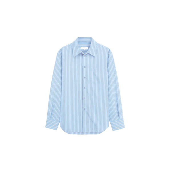 The Frankie Shop Peri Fluid Shirt - Blue/White Stripe - Oversized Minimalist Tops in Multicolour - Shop at Luxury Shoes 