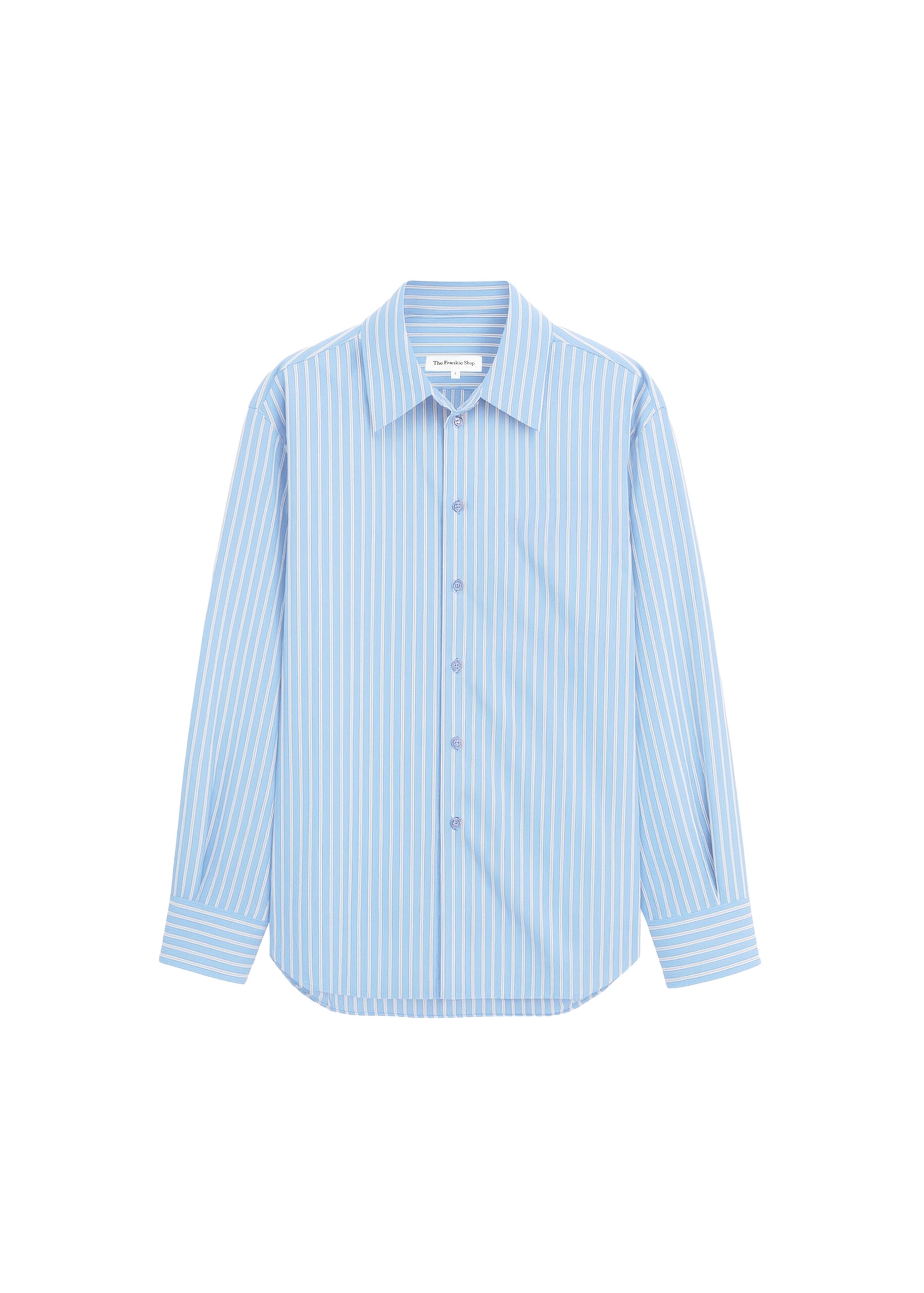 The Frankie Shop Peri Fluid Shirt - Blue/White Stripe - Oversized Minimalist Tops in Multicolour - Shop at Luxury Shoes 