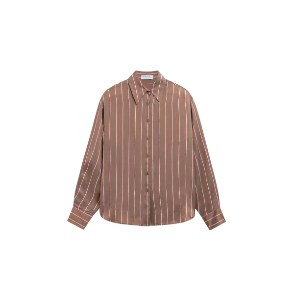 The Frankie Shop Peri Fluid Shirt - Brown Multi Stripe - Oversized Minimalist Tops in Multicolour - Shop at Luxury Shoes 