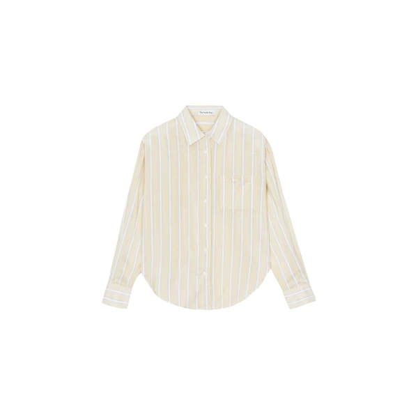 The Frankie Shop Peri Fluid Shirt - Yellow/White Stripe - Oversized Minimalist Tops in Multicolour - Shop at Luxury Shoes 