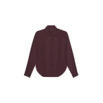 The Frankie Shop Peri Georgette Shirt - Burgundy - Oversized Minimalist Tops in Red - Shop at Luxury Shoes 