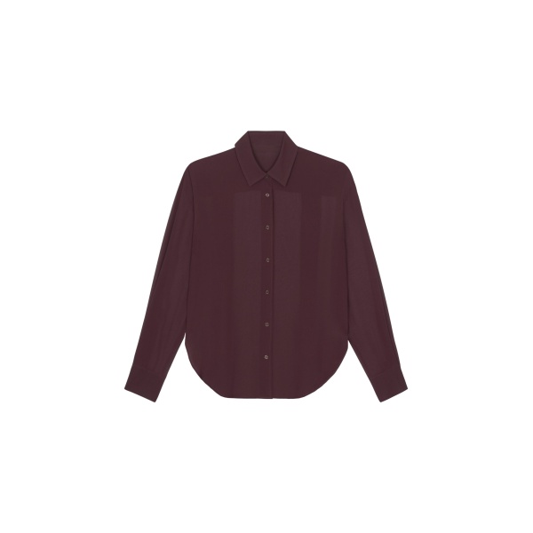 The Frankie Shop Peri Georgette Shirt - Burgundy - Oversized Minimalist Tops in Red - Shop at Luxury Shoes 