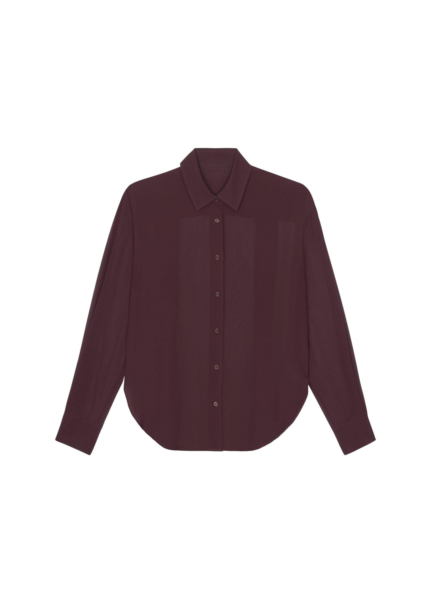 The Frankie Shop Peri Georgette Shirt - Burgundy - Oversized Minimalist Tops in Red - Shop at Luxury Shoes 