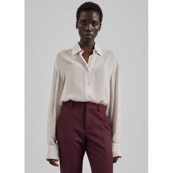 The Frankie Shop Peri Georgette Shirt - Faded Pink - Oversized Minimalist Tops in Pink - Shop at Luxury Shoes 