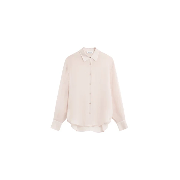 The Frankie Shop Peri Georgette Shirt - Faded Pink - Oversized Minimalist Tops in Pink - Shop at Luxury Shoes 