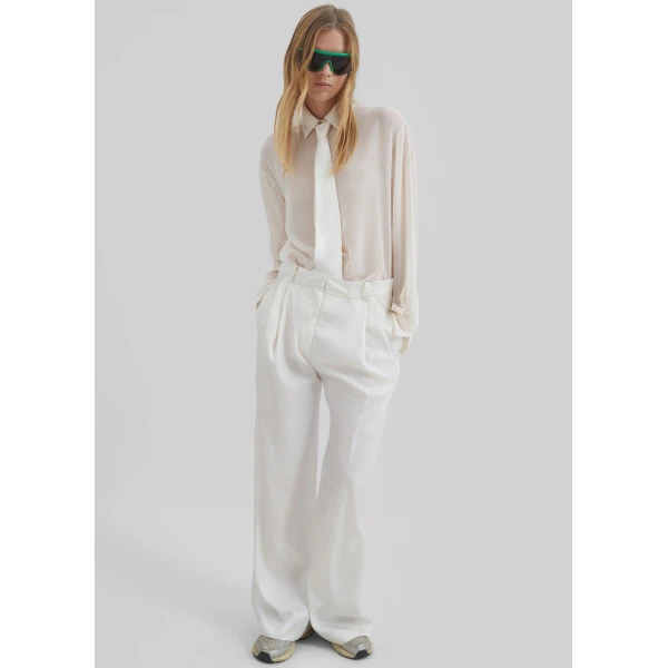 The Frankie Shop Peri Georgette Shirt - Ivory - Oversized Minimalist Tops in Ivory - Shop at Luxury Shoes 