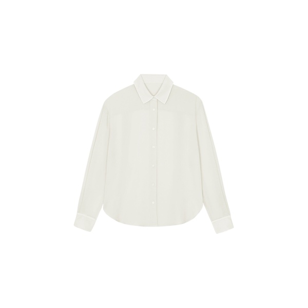 The Frankie Shop Peri Georgette Shirt - Ivory - Oversized Minimalist Tops in Ivory - Shop at Luxury Shoes 