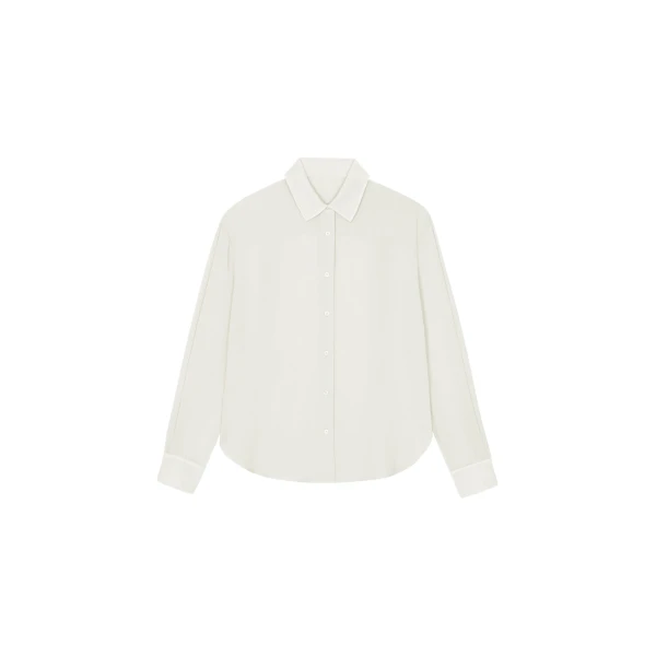 The Frankie Shop Peri Georgette Shirt - Ivory - Oversized Minimalist Tops in Ivory - Shop at Luxury Shoes 
