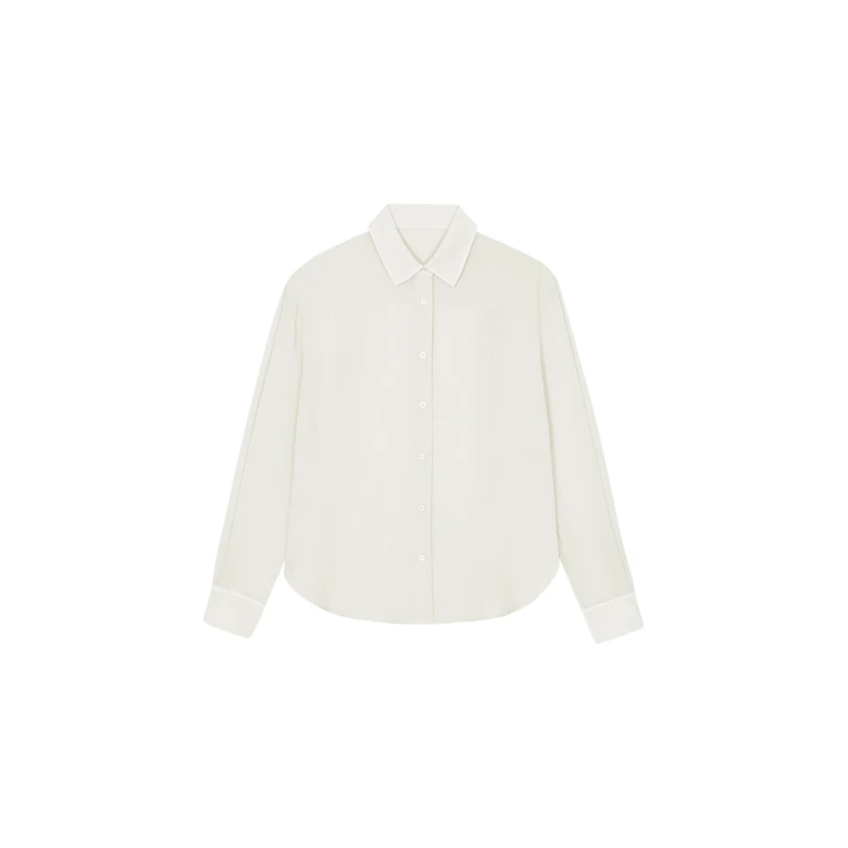 The Frankie Shop Peri Georgette Shirt - Ivory - Oversized Minimalist Tops in Ivory - Shop at Luxury Shoes 