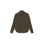 The Frankie Shop Peri Georgette Shirt - Khaki - Oversized Minimalist Tops in Green - Shop at Luxury Shoes 