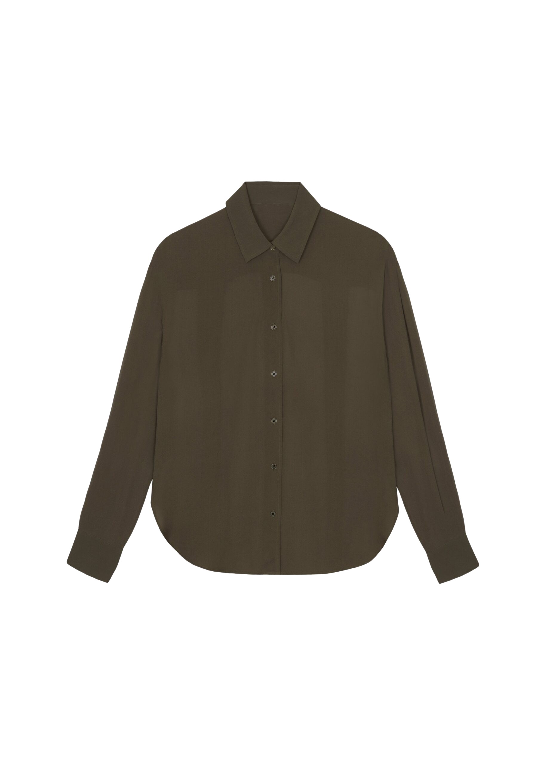 The Frankie Shop Peri Georgette Shirt - Khaki - Oversized Minimalist Tops in Green - Shop at Luxury Shoes 