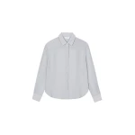 The Frankie Shop Peri Georgette Shirt - Slate Grey - Oversized Minimalist Tops in Grey - Shop at Luxury Shoes 