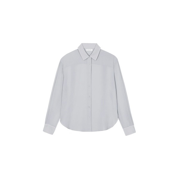 The Frankie Shop Peri Georgette Shirt - Slate Grey - Oversized Minimalist Tops in Grey - Shop at Luxury Shoes 