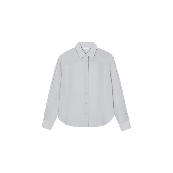 The Frankie Shop Peri Georgette Shirt - Slate Grey - Oversized Minimalist Tops in Grey - Shop at Luxury Shoes 