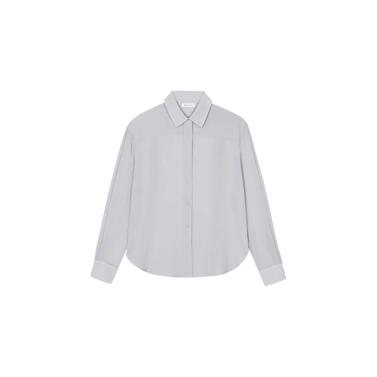 The Frankie Shop Peri Georgette Shirt - Slate Grey - Oversized Minimalist Tops in Grey - Shop at Luxury Shoes 
