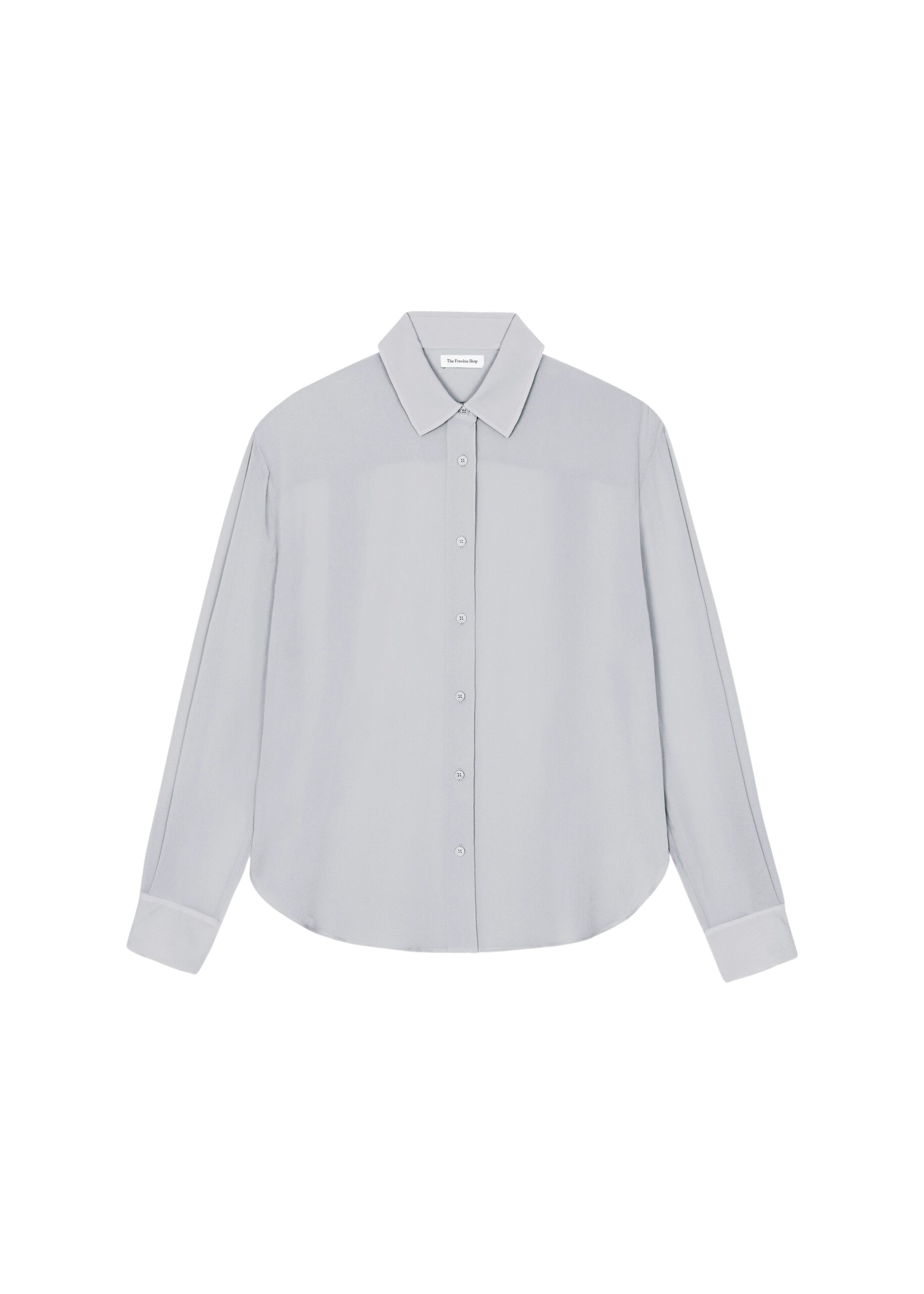 The Frankie Shop Peri Georgette Shirt - Slate Grey - Oversized Minimalist Tops in Grey - Shop at Luxury Shoes 