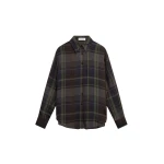 The Frankie Shop Peri Sheer Fluid Shirt - Navy Tartan - Oversized Minimalist Tops in Multicolour - Shop at Luxury Shoes 