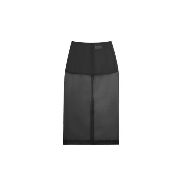 The Frankie Shop Peri Sheer Midi Skirt - Black - Oversized Minimalist Skirts in Black - Shop at Luxury Shoes 