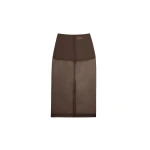 The Frankie Shop Peri Sheer Midi Skirt - Brown - Oversized Minimalist Skirts in Beige - Shop at Luxury Shoes 