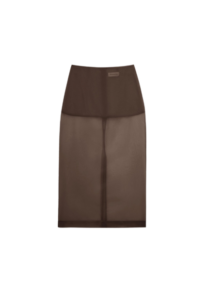 The Frankie Shop Peri Sheer Midi Skirt - Brown - Oversized Minimalist Skirts in Beige - Shop at Luxury Shoes 