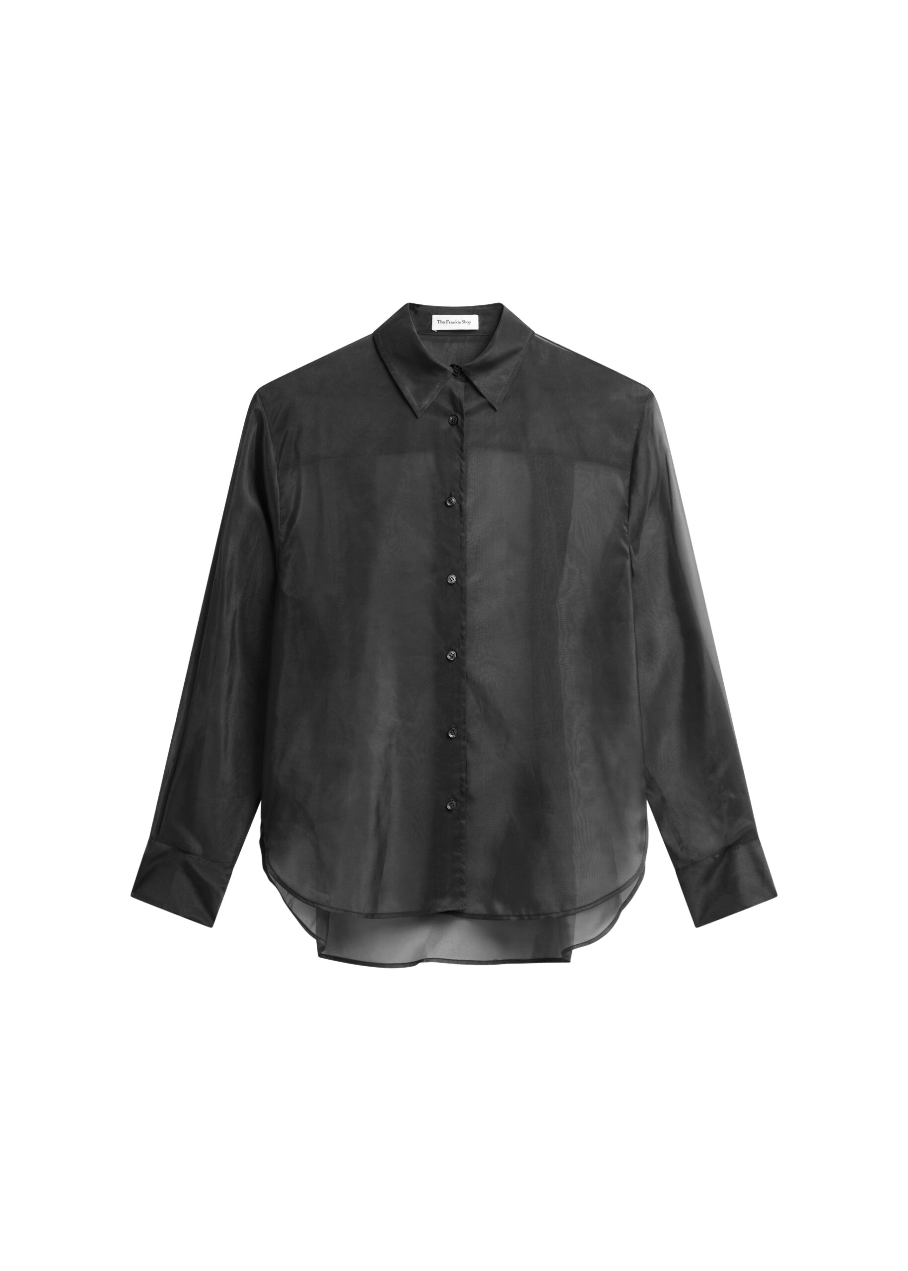The Frankie Shop Peri Sheer Shirt - Black - Oversized Minimalist Tops in Black - Shop at Luxury Shoes 