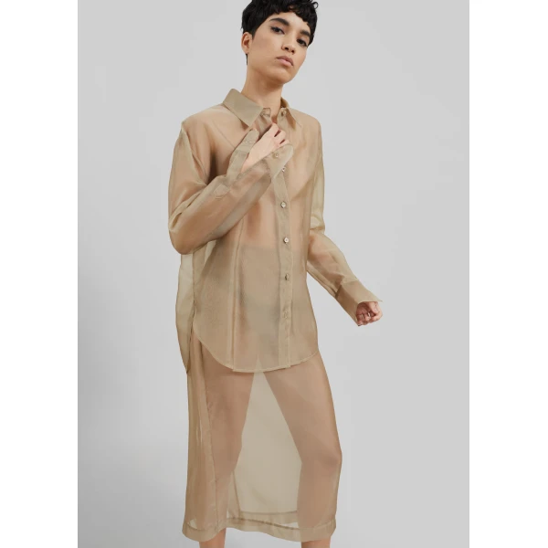 The Frankie Shop Peri Sheer Shirt – Desert Sand, view 2
