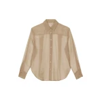 Peri Sheer Shirt - Desert Sand by The Frankie Shop - Tops The Frankie Shop Peri Sheer Shirt – Desert Sand
