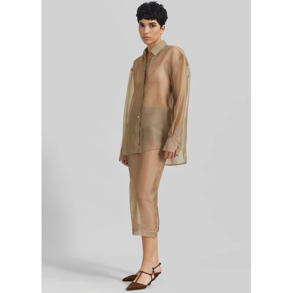 The Frankie Shop Peri Sheer Shirt – Desert Sand, view 4