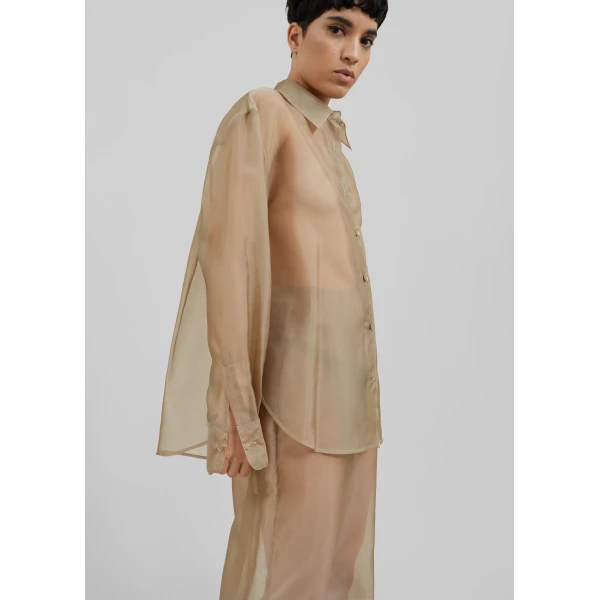 The Frankie Shop Peri Sheer Shirt – Desert Sand, view 5