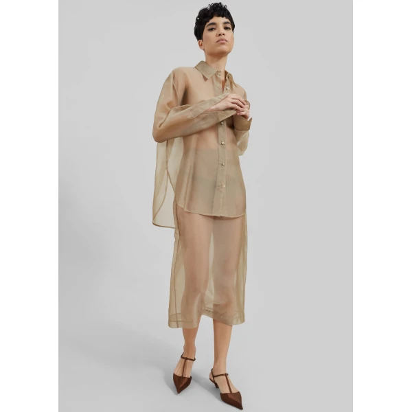 The Frankie Shop Peri Sheer Shirt – Desert Sand, view 6