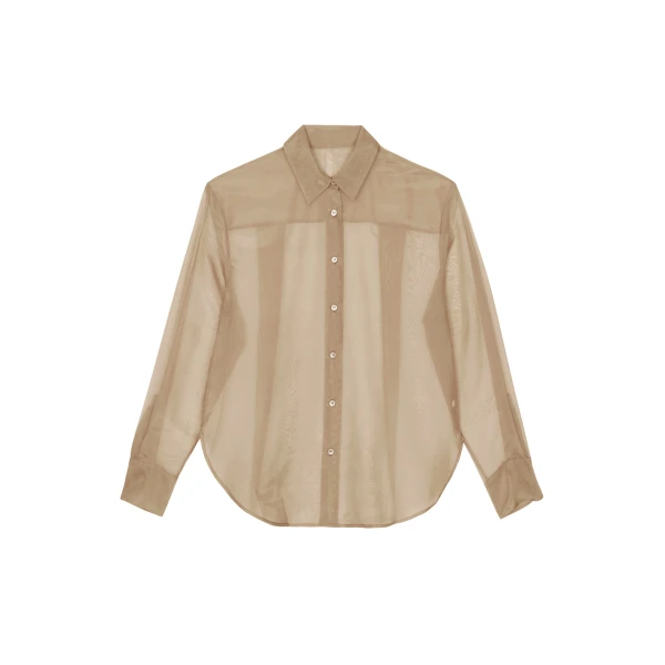 The Frankie Shop Peri Sheer Shirt – Desert Sand