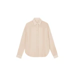 The Frankie Shop Peri Silk Georgette Shirt - Beige - Oversized Minimalist Tops in Beige - Shop at Luxury Shoes 