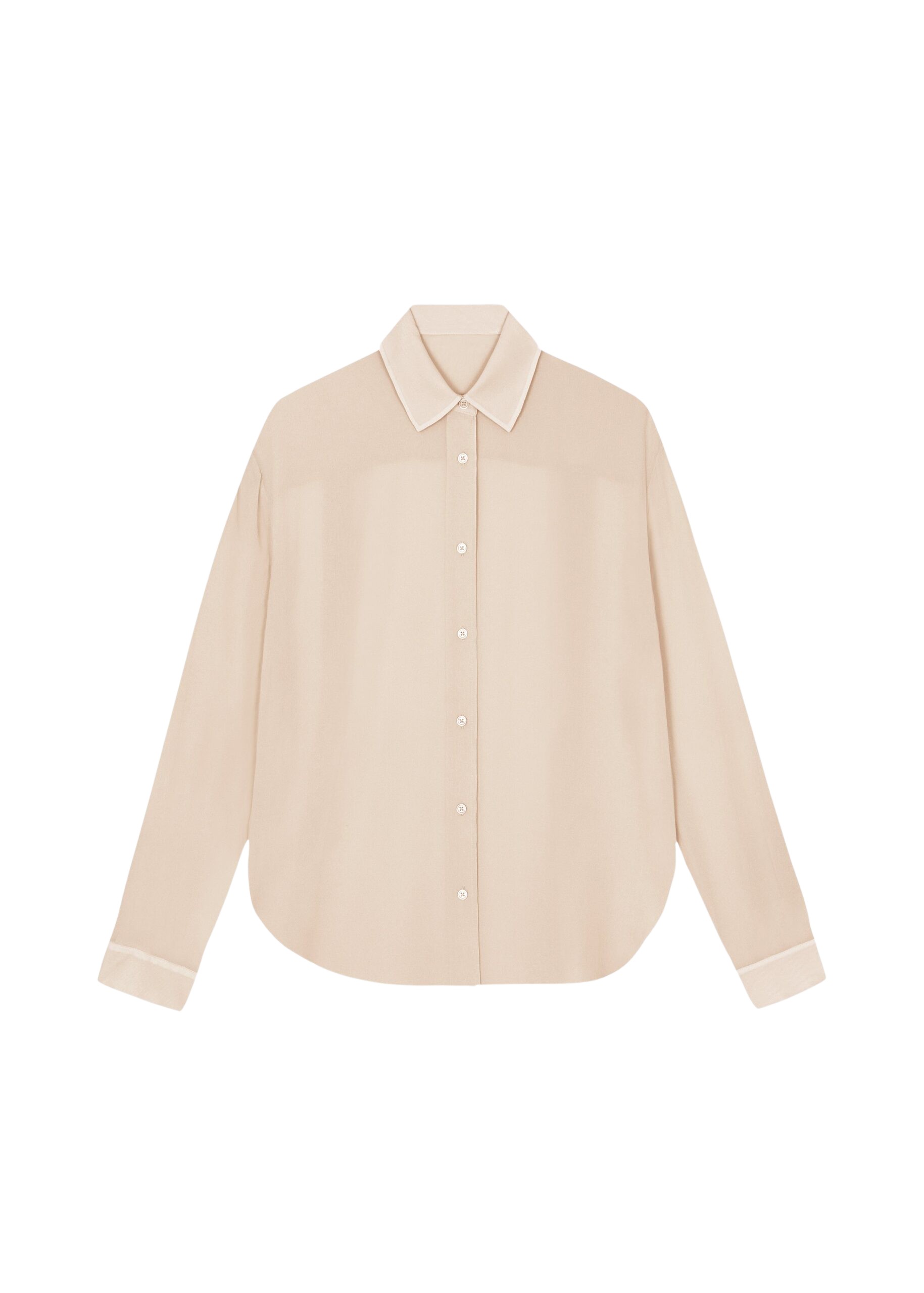 The Frankie Shop Peri Silk Georgette Shirt - Beige - Oversized Minimalist Tops in Beige - Shop at Luxury Shoes 